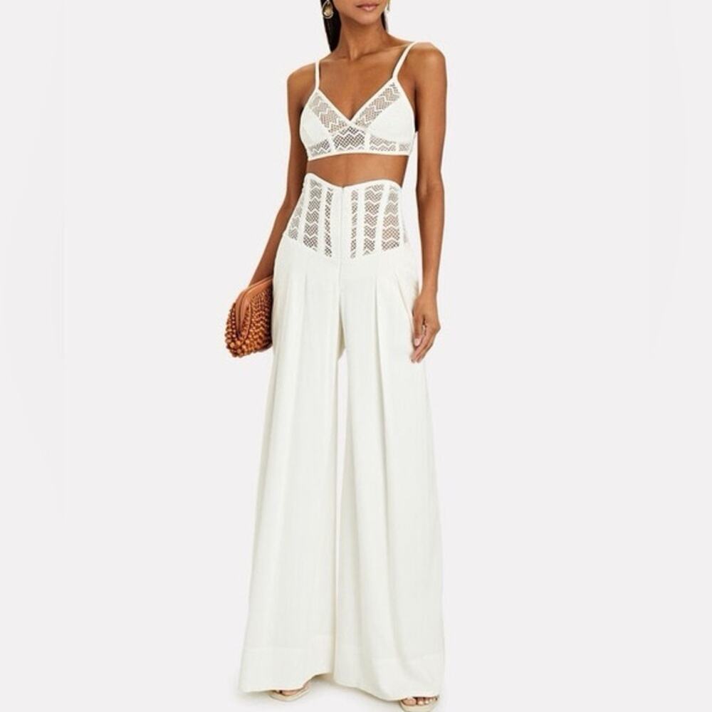 PATBO Corset Waist Linen Pants in Bone Size 10